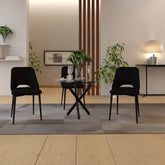 Velets Aria Set of 4 Black Faux Leather Dining Chairs Upholstery with Black Legs